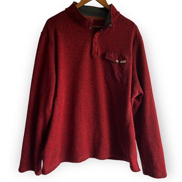 Woolrich Men's Red 1/4 Popover Pullover Fleece Jacket - Picture 1 of 8